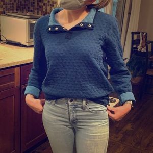 Marine Layer Cozy Quilted Blue Sweatshirt Small S